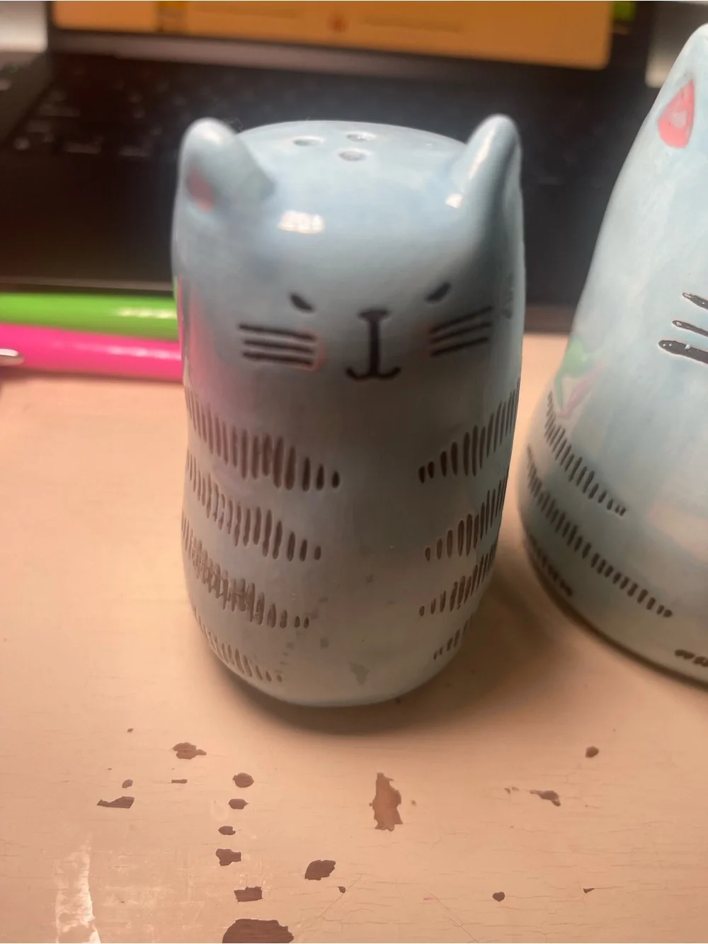 Blue Cat Ceramic Mug and Shaker Set - Cute Cat Design